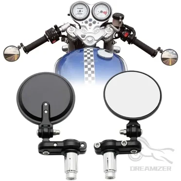Universal 7/8” 22MM Foldable Motorcycle Round Convex Mirror, Handle Bar End Rearview Convex Mirror, Rear View Mirrors Fits for Honda Grom For Harley Scooter ATV Dirt Bike, 2PCS, Glass Diameter 3"