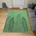 thumbnail image 2 of Country Turkish Area Rug, Pine Trees in the Forest on Foggy Seem Ombre Backdrop Wildlife Adventure Art, Soft Carpet for Living Room Decor, 6.6' X 9.6', Sea Green, by Ambesonne, 2 of 4