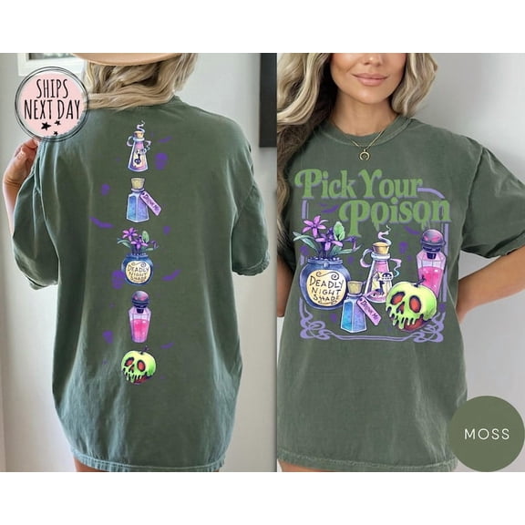 Pick Your Poison 2 Sides Tee - Princess Halloween Shirt - Villains Cartoon Shirts, Spooky Season Shirt