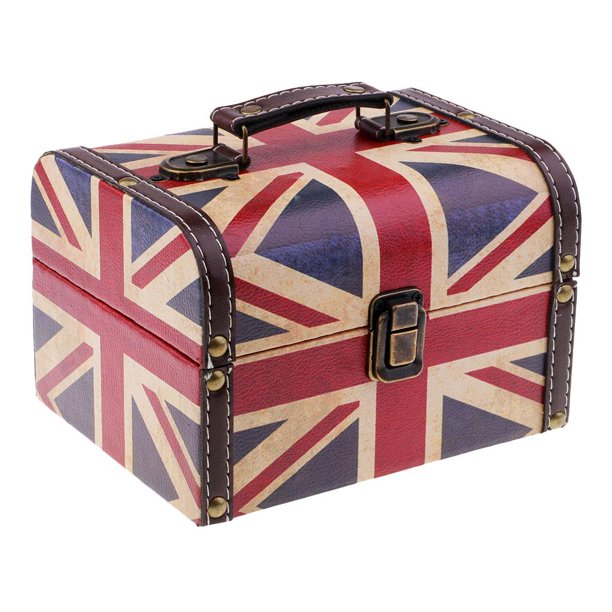 Decoración de hogar Del Caso Del Almacenamiento de Joyería de Del Vintage Del Bandera del Unido Macarena Caja de almacenamiento de joyas de madera