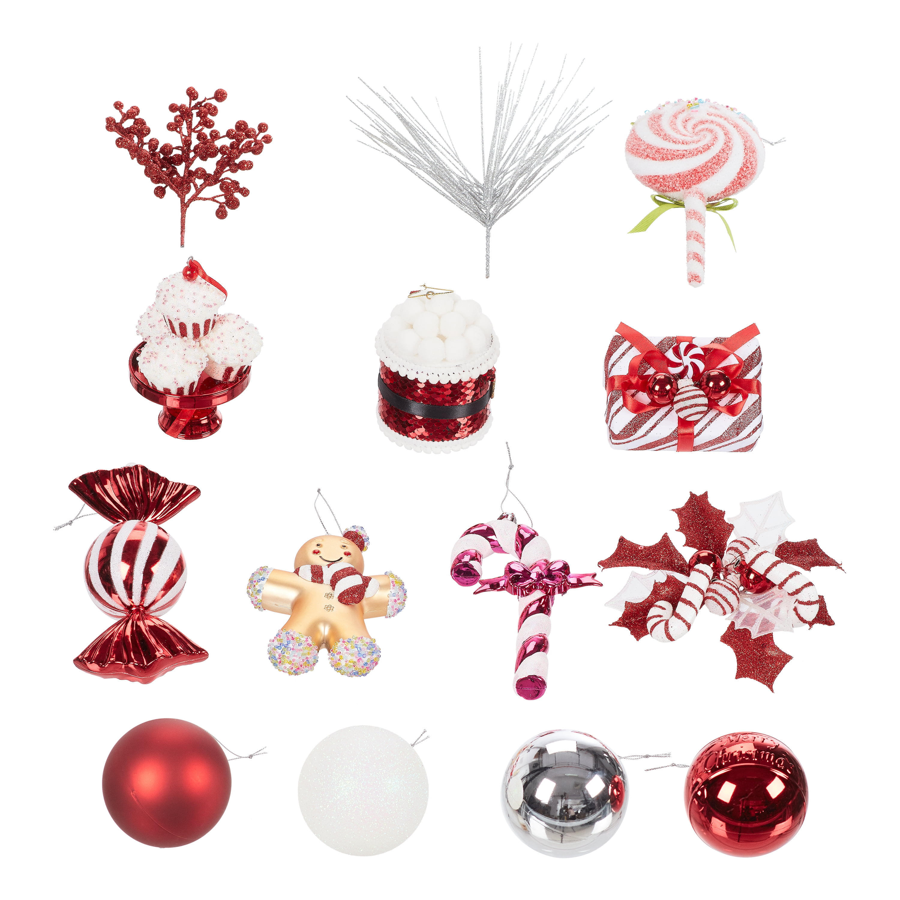 8 piece White  Peppermint  Lollipop Christmas tree Ornaments Red