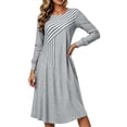 thumbnail image 6 of Awdenio Dresses for Women Fall Long Sleeve Midi DressCrewneck Swing Flowy A Line Dresses Casual Everyday Date Nights Wear, 6 of 7