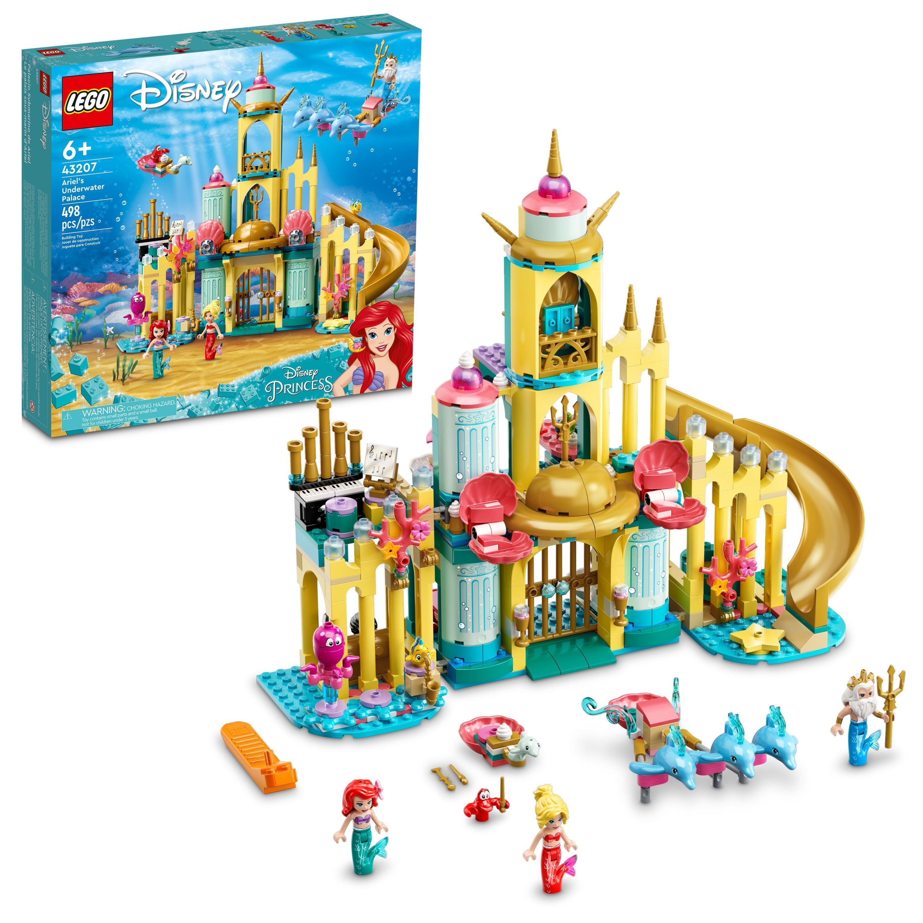 Wijzerplaat Verbanning Afdeling LEGO Disney Princess Ariel's Underwater Palace 43207, Buildable Castle Toy,  Present Idea for Kids, Girls and Boys Aged 6+ with The Little Mermaid  Mini-Doll Figure & Dolphin Figures - Walmart.com