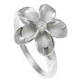 thumbnail image 2 of 925 sterling silver rhodium plated 15mm Hawaiian plumeria single flower cz ring size 9.5, 2 of 4