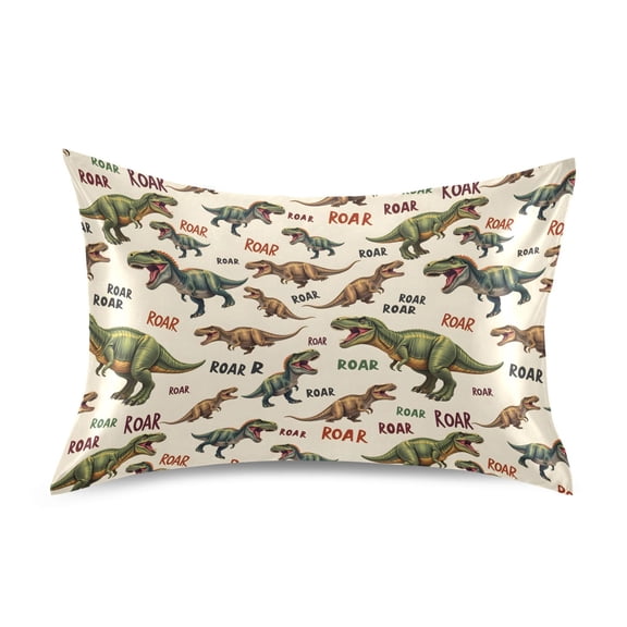 Ryvnso Satin Pillowcase Cartoon Dinosaur-d1 Pillow Cases Standard Size 26x20in