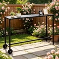 thumbnail image 2 of Zimtown 55in Bar Table on Wheels, Narrow Counter Height for Patio Garden, Black, 2 of 11