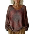 thumbnail image 2 of Long Sleeve Shirts for Women Women's Pattern Printed Casual Pullover Sweater Purple, 2 of 4