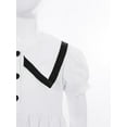 thumbnail image 6 of TSSOE Kids Girls School Uniform Dress Contrasting Trim Collar Puff Sleeve Button Down Summer Casual T-Shirt Dress White 7-8, 6 of 7