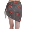 thumbnail image 2 of Kll Red Ladybugs On Dark Background Print Women'S Sarong Coverups Short Bathing Suit Wrap Skirt Beach Wrap Swimsuit Cover Ups, 2 of 7