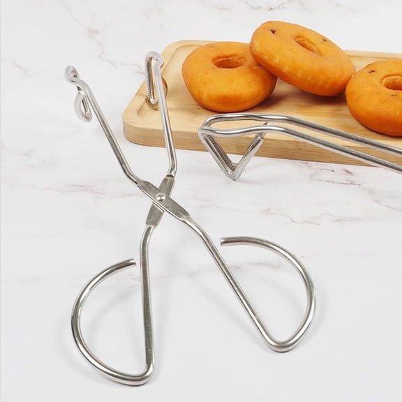 2 Pack Stainless Steel Scissor Food Tongs - Heavy Duty Kitchen Tongs for BBQ, Baking, Bread Clamp & Cooking - Dishwasher Safe Scissor-Style Clamp, Silver