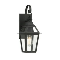Jackson 1-Light Outdoor Wall Lantern in Matte Black with Gold Highlights