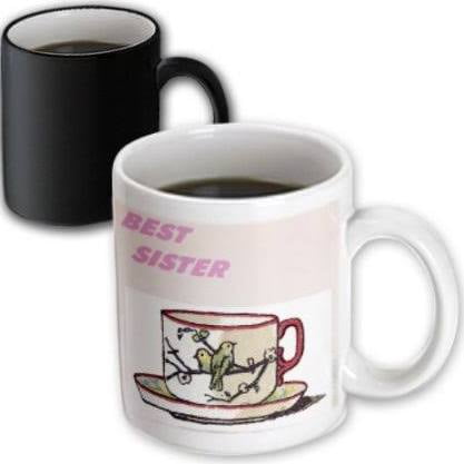 3dRose Vintage Teacup With Best Sister In Pink, Magic Transforming Mug,