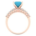 thumbnail image 4 of 2.66 ct Brilliant Princess Cut Turquoise 14k Rose Gold Solitaire with Accents Engagement Bridal Wedding Ring Band Set size 10, 4 of 7