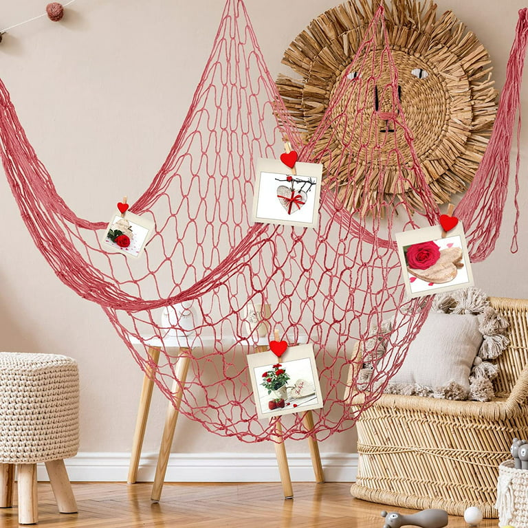 Fraigo Fish Net Decoration Party Decor – Pink Cotton Netting 39.4 x 78.7  Fishnet for Nautical Theme, Pirate Party, Hawaiian Party, Underwater