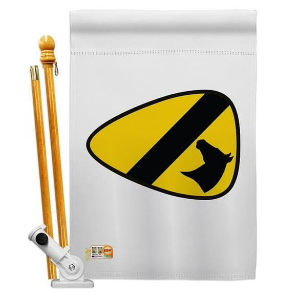 Americana Home & Garden AA-MI-HS-140317-IP-BO-D-US18-AG 28 x 40 in. 1st Cavalry Military Impressions Decorative Vertical Double Sided House Flag Set & Pole Bracket Hardware Flag Set