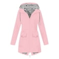 thumbnail image 5 of Rggeeun Toddler Girl'S Blouses Solid Color Hooded Long Sleeve with Adjustable Drawstring Zip-Up Cardigan Striped Lining Jacket for Fall Outdoor Adorable Tops,Pink,7-8 Years, 5 of 6