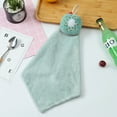 thumbnail image 1 of Coral Velvet Fruit Hand Towel Cartoon Cute Creative Kitchen Hand Towel Household Absorbent Hanging Type,Green 2PCS, 1 of 6