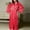 #036-Red, variant on Warop Women's Nightgown, Solid Color with Lace Trim, Long Sleeve Loose Fit, Sexy and Comfortable, for Home and Sleep