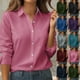 thumbnail image 1 of Sudaderas,Blusa informal de manga larga con botones para mujer, camiseta de poliéster, color liso, corte regular, para uso en casa y en la oficina, sopatenor, 1 of 9