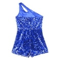 thumbnail image 4 of Mufeng Kids Girls One Shoulder Jumpsuits Sleeveless Sequins Romper Wedding Birthday Party Prom Gown Royal Blue 14, 4 of 9