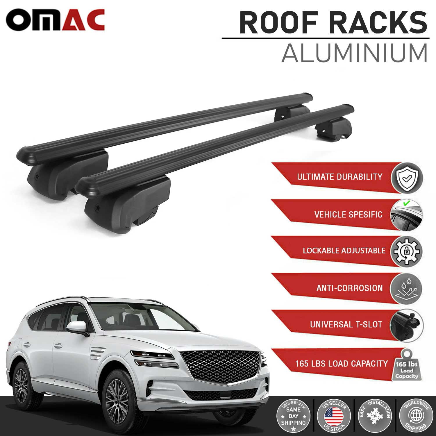 Roof Rack Cross Bars For Genesis GV80 20212023 Luggage Carrier Alu