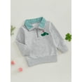 thumbnail image 5 of BemeyourBBs Toddler Baby Boy Fall Winter Spring Sweatshirt Golf Club Outfit Embroidery Quarter Zip Pullover Plaid Lapel Long Sleeve Collared Shirt Sweater Tops, 5 of 9
