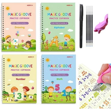 Oxinome Copybook, Magic Grooved Practice Copybook, Reusable Writing Practice Book, Handwriting Practice Book 5 Pack