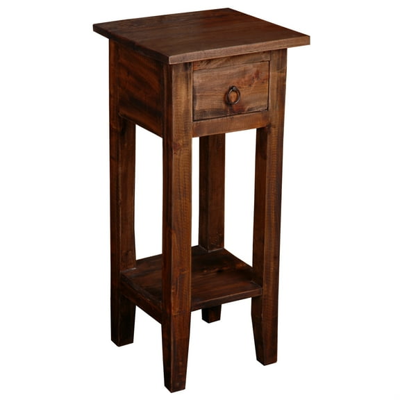 Sunset Trading Cottage Narrow Wood Side Table in Raftwood Brown/Antique Iron