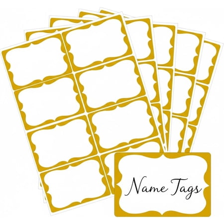400 Pcs 2"×3" Elegant Gold Border Name Tag Stickers – Writeable Adhesive Name Badge Labels | Versatile for Office, School, Party, Conferences & Home Organization Projects