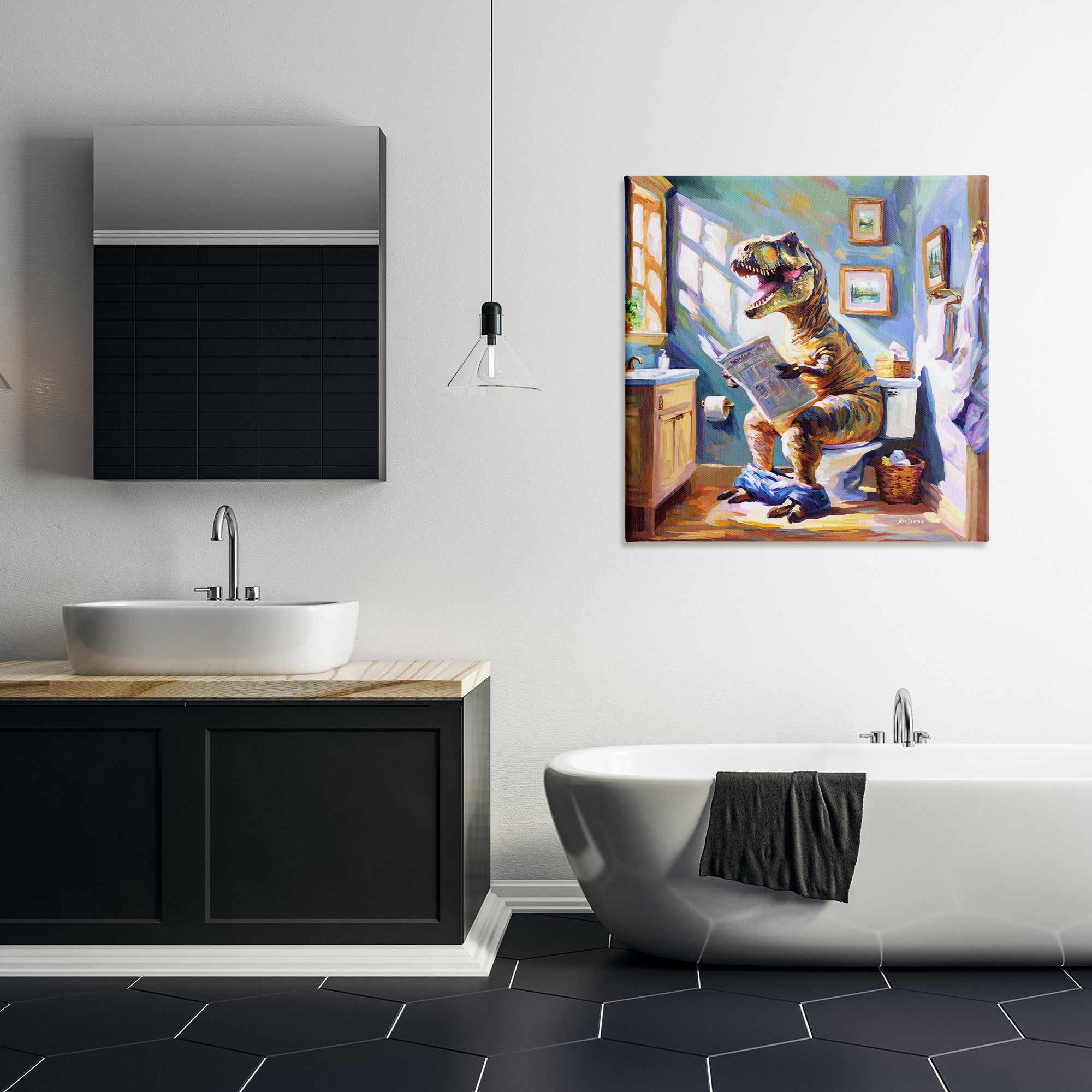 Stupell Industries Urban Bathing Bear Typography Painting Gallery Wrapped Canvas Art Print Wall Art, 30 x 30