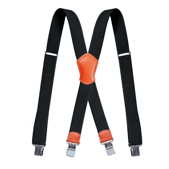 1.5 Inch Work suspenders for Men Heavy Duty Black Very Strong Clips Big and Tall Suspenders