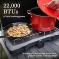 thumbnail image 6 of Triton 2-Burner Propane Stove, Portable Camping Cooktop with 2 Adjustable Burners & Wind Guards, 22,000 BTUs of Power for Camping, Tailgating, Grilling, BBQ, & More Black, 6 of 7