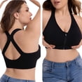 thumbnail image 4 of WAGUTH Plus Size Front Zip Sports Bra for Women Racerback Medium Support Seamless Workout Yoga Bralette,Black,5XL, 4 of 7