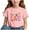 E271-Pink, variant on hengsof Boys Girls Fashionable Cute Print Short Sleeve Tee, Back to School Round Neck Casual Top for Colorful Style, Ages 3 to 15 Years