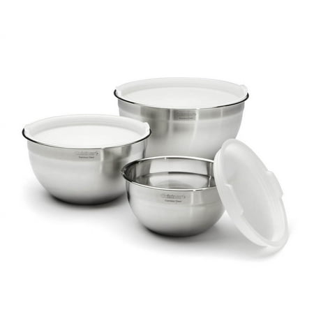 Cuisinart Stainless Steel Mixing Bowl Set with 5 Quart Bowl and Lid  1.5 Quart Bowl and Lid  3 Quart Bowl and Lid 3 Piece