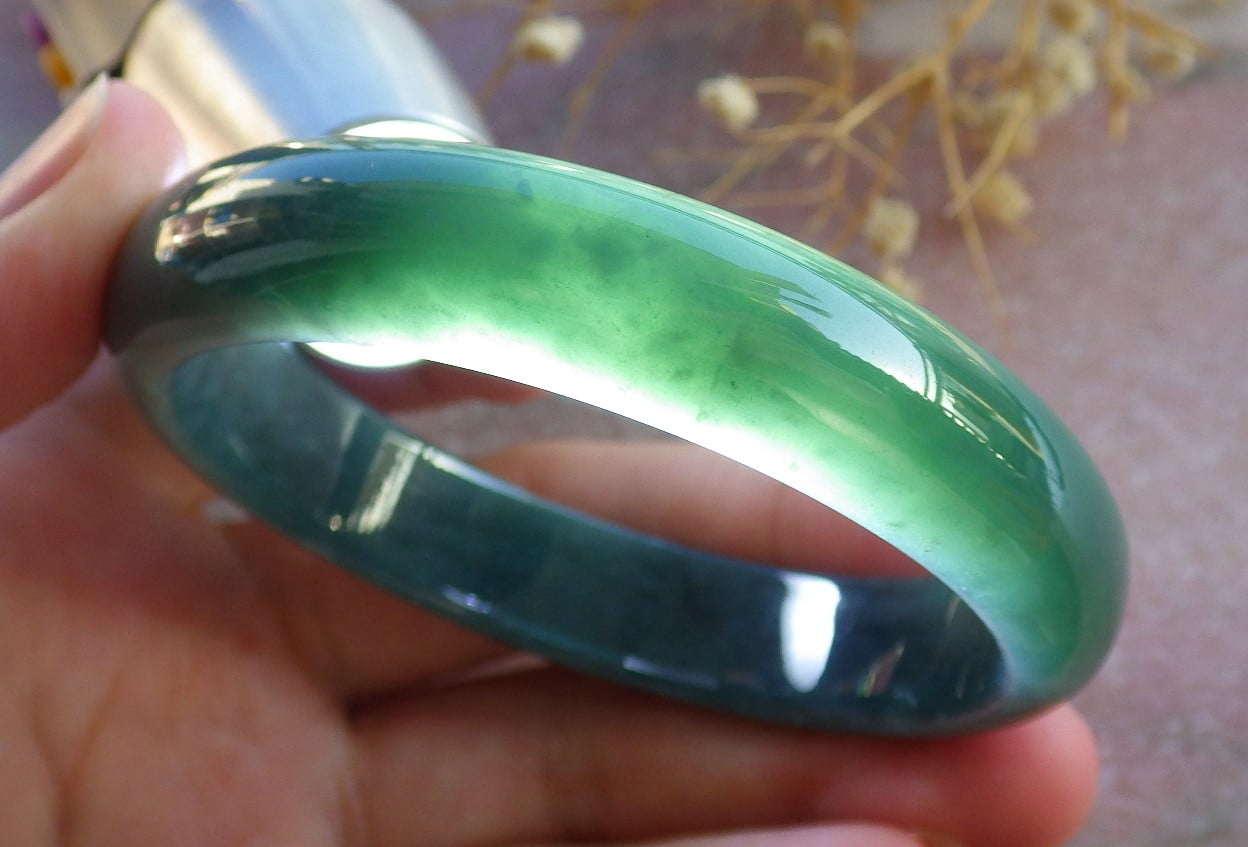 Icy Green Natural A JADE Jadeite Bangle Bracelet 55 mm 685110 TN