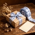 thumbnail image 5 of Blue Gingham Ribbon, 1.5 Inch x 10 Yards Plaid Ribbon Ruffled Edge Polyester Fabric Craft Ribbons for Gift Wrapping Wedding Invitations Bouquets Christmas Decor, 5 of 7