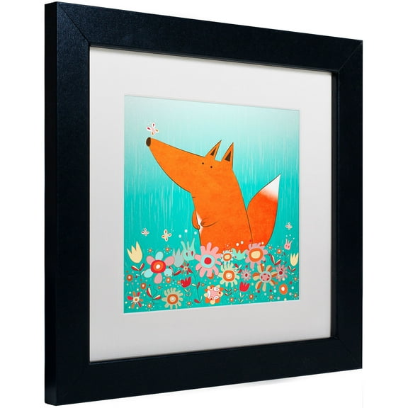 Carla Martell 'Fox in Flowers' Matted Framed Art