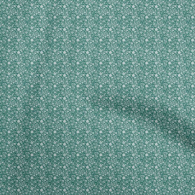 oneOone Rayon Teal Green Fabric Floral Craft Projects Decor Fabric Printed By The Yard 56 Inch Wide
