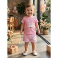 thumbnail image 5 of BemeyourBBs Baby Girl 1st First Birthday Outfit 1 Years Old Birthday Summer Clothes Number Goose Embroidery Short Sleeve T-shirt and Striped Shorts Set Toddler Girls Summer Goose Outfit, 5 of 9
