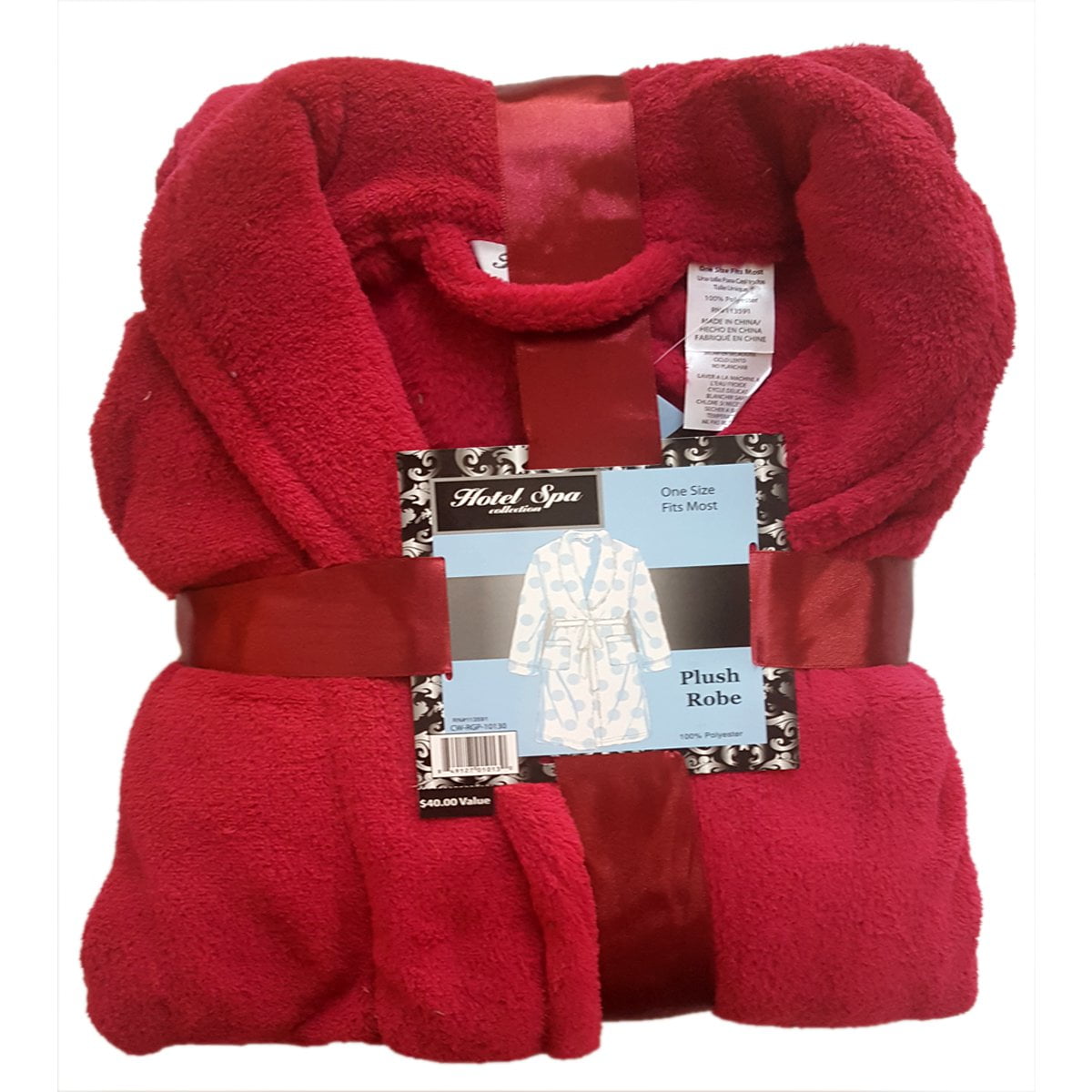 Hotel Spa Collection Ladies' Plush Robe One Size, Magenta