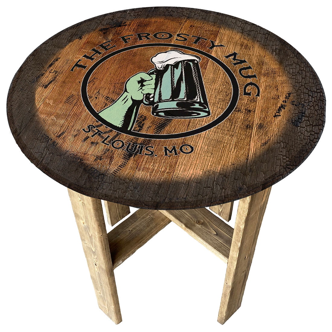 Raise a Glass Pub Wall Decor Farmhouse Rustic Round Whiskey Barrel End