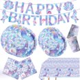 thumbnail image 2 of Mermaid Birthday Party Supplies, Mermaid Party Tableware Set Includes Plates, Napkins and Tablecloth, Perfect for Kids Birthday Party Decorations, Serves 10 Guests, 2 of 7