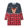 thumbnail image 4 of Women Christmas Mini Dress Long Sleeve Crew Neck Plaid Elk Print Dress, 4 of 9