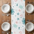 thumbnail image 6 of Coastal Turtle Table Runner - 60 Inch Long, Kitchen Dining Table Runner Dresser Scarves, Teal Green Ocean Coral Starfish Jellyfish Farmhouse Decor for Coffee Tables Wedding Party Banquet, 6 of 8