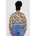 thumbnail image 5 of Womens Plus Size Floral Print Varsity Stripe Jacket, 5 of 5