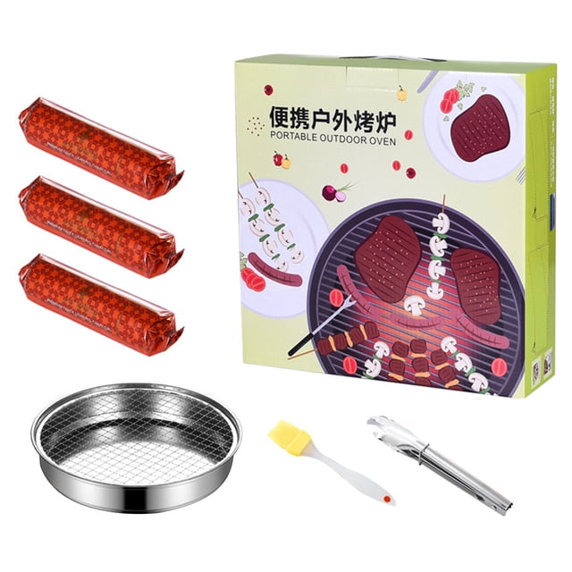 Parrilla de barbacoa desechable de encendido rápido, sin humo, evita quemaduras, portátil, para exteriores, para picnic, 28 cm/11 pulgadas, con 30 piezas de carbón.
