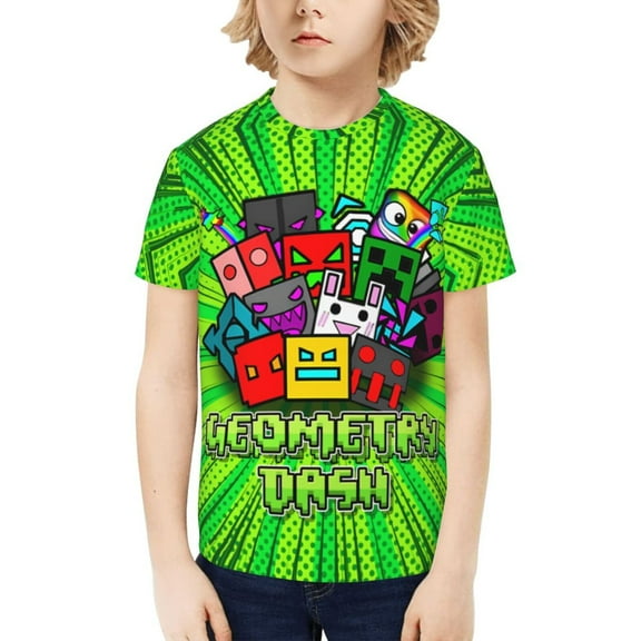 Geometry Dash Kids T-Shirt 3d Printed Graphic T-Shirts Boys And Girls Short Sleeve Shirts For Youth Kids X-Small