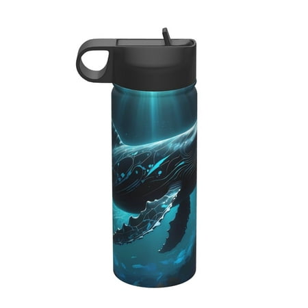 

Ocsxa Vintage Blue Pattern Whale Print 18 oz Insulated Water Bottle With Straw Stainless Steel Sports Water Cup Flask Wide Mouth Travel Thermal Mug for Home Office or Car