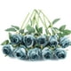 thumbnail image 3 of Xiao Hua 10 rosas artificiales de tallo largo de seda para ramo de boda, decoración del hogar (azul), 3 of 4
